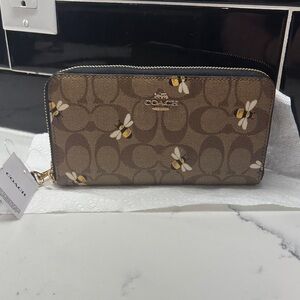 Coach Tan Bee Pattern Wallet